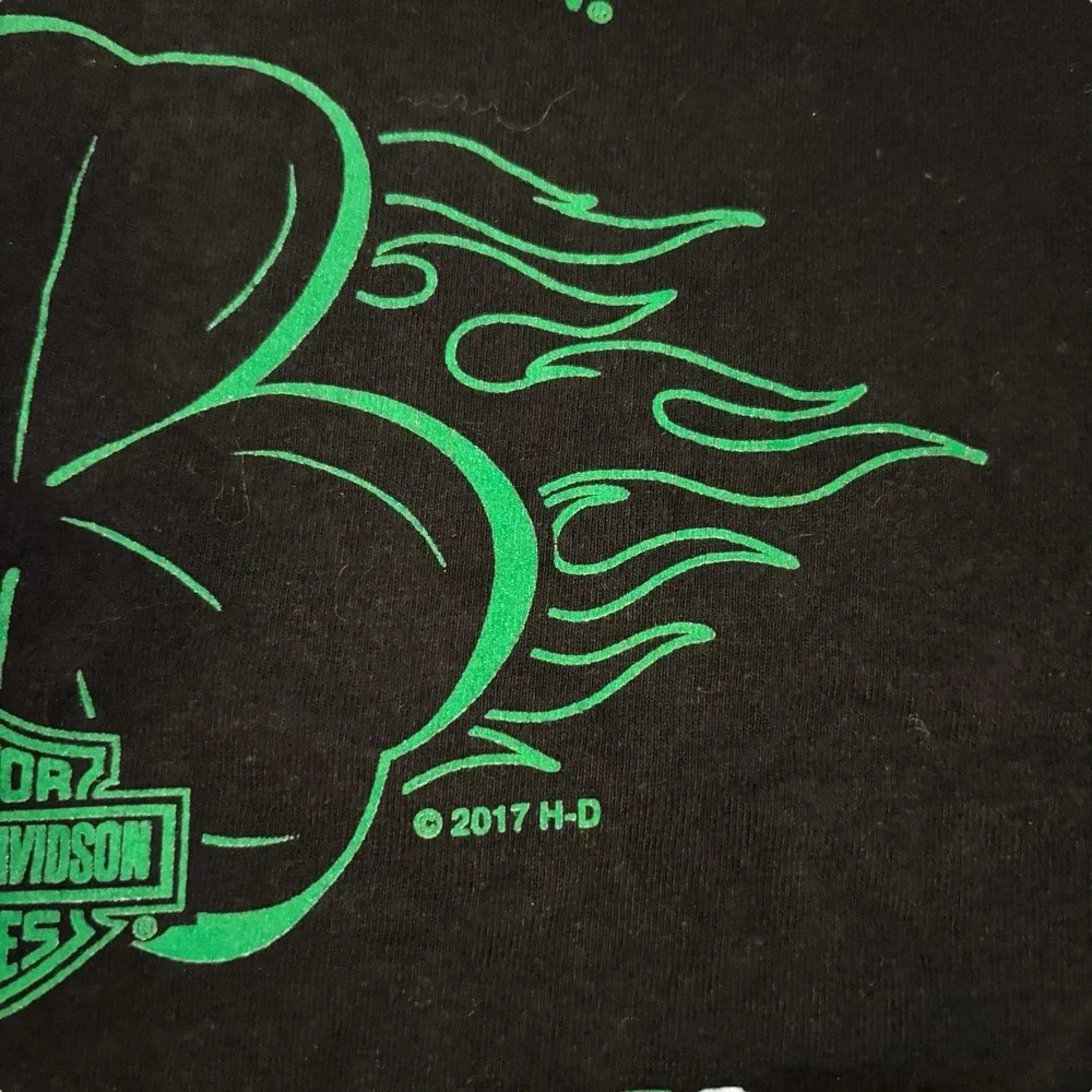 Harley-Davidson Feeling Lucky Graphic Tee‎ Mens Small Shamrock Skull Leprechaun